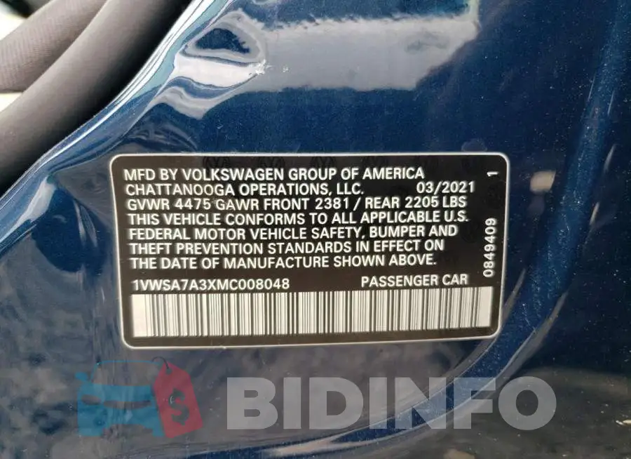 1VWSA7A3XMC008048 Photo# 12