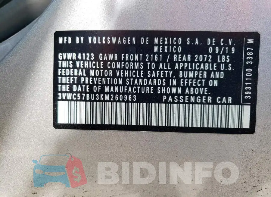 3VWC57BU3KM260963 Photo# 12