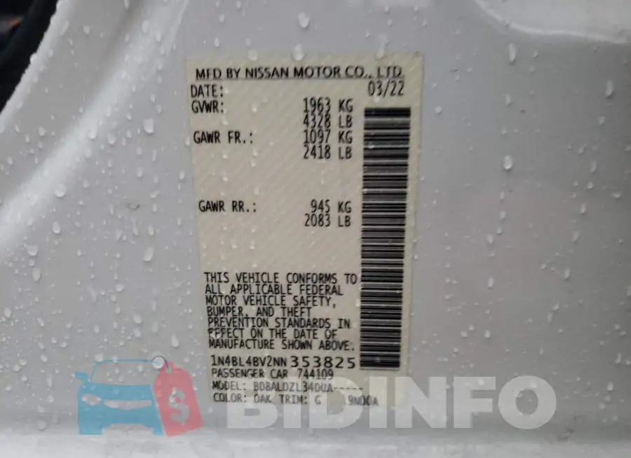 1N4BL4BV2NN353825 Photo# 12