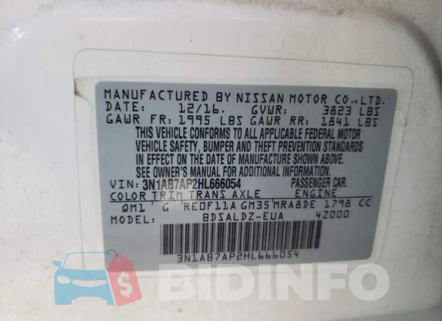 3N1AB7AP2HL666054 Photo# 12