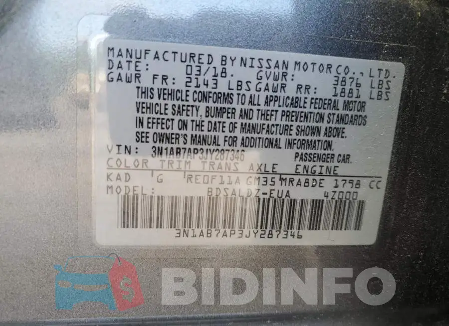 3N1AB7AP3JY287346 Photo# 12