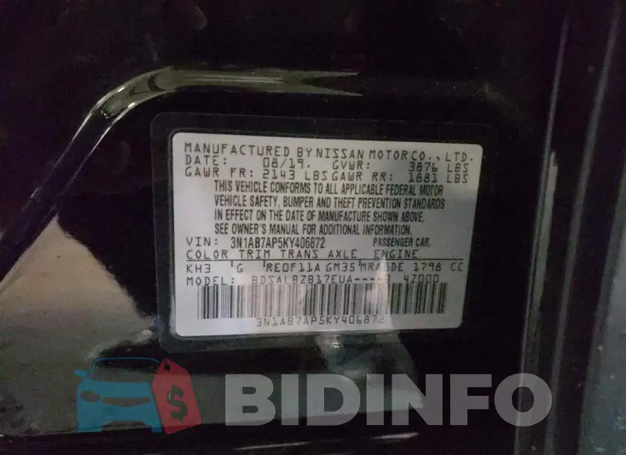 3N1AB7AP5KY406872 Photo# 13