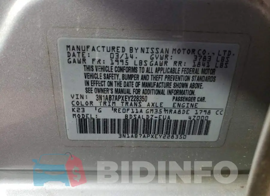 3N1AB7APXEY228350 Photo# 12