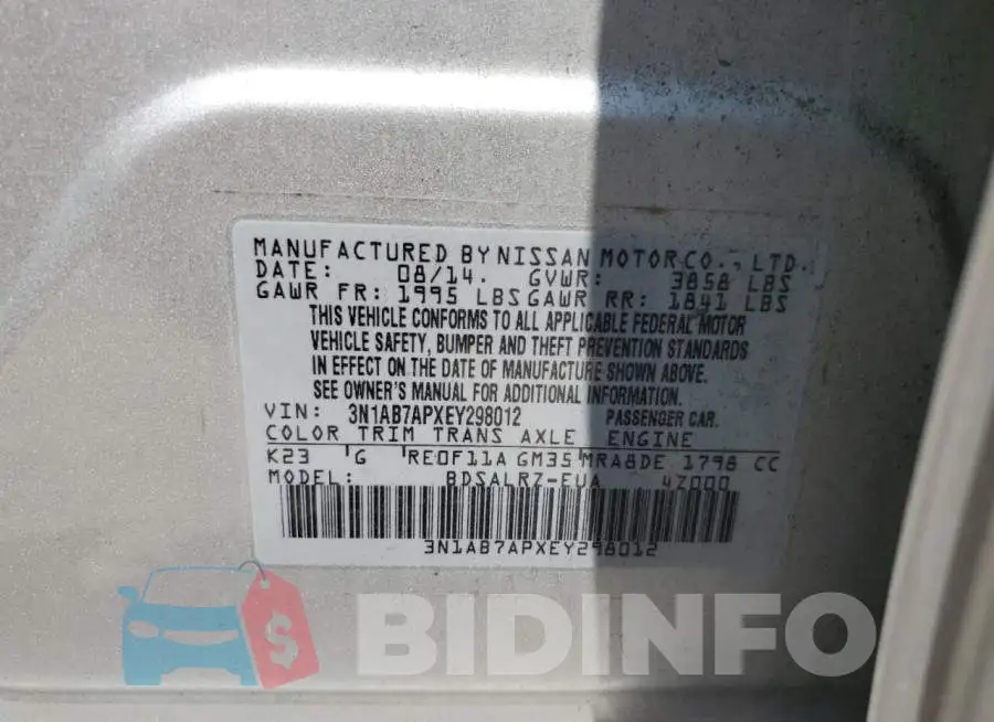 3N1AB7APXEY298012 Photo# 12