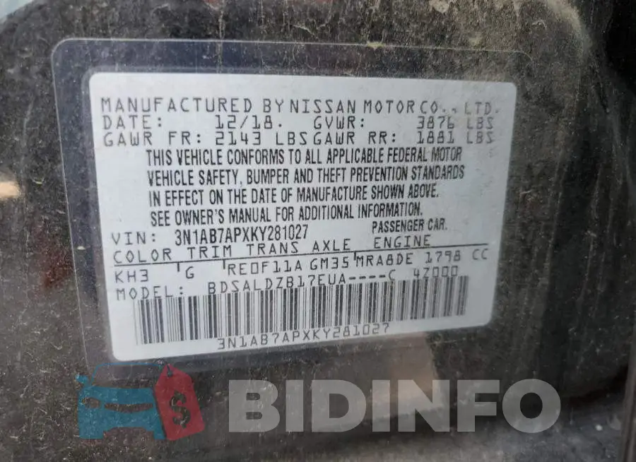 3N1AB7APXKY281027 Photo# 12