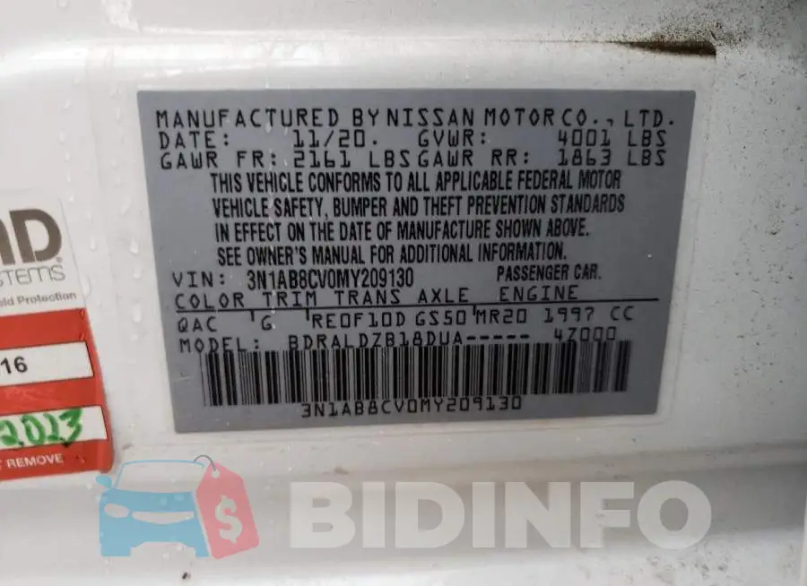 3N1AB8CV0MY209130 Photo# 12