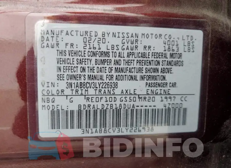 3N1AB8CV3LY226938 Photo# 12