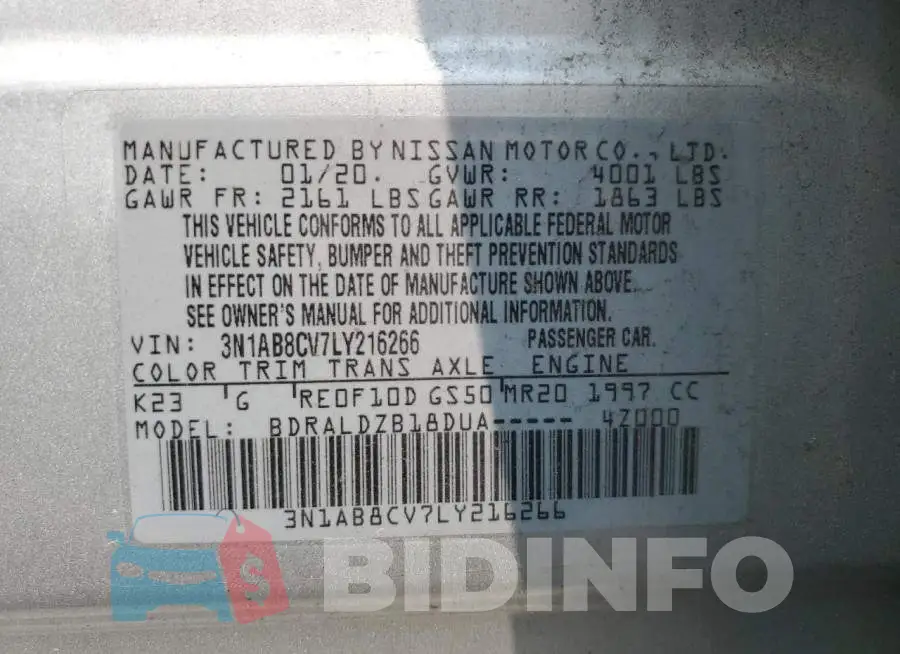 3N1AB8CV7LY216266 Photo# 12
