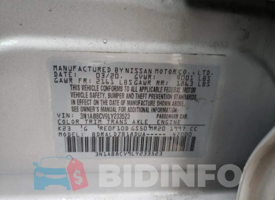 3N1AB8CV9LY233523 Photo# 12