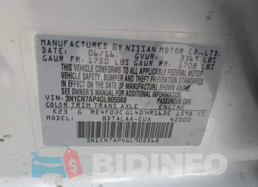 3N1CN7AP4GL905568 Photo# 12
