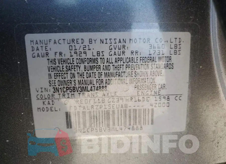 3N1CP5BV3ML474888 Photo# 14