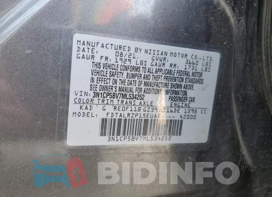 3N1CP5BV7ML534252 Photo# 13
