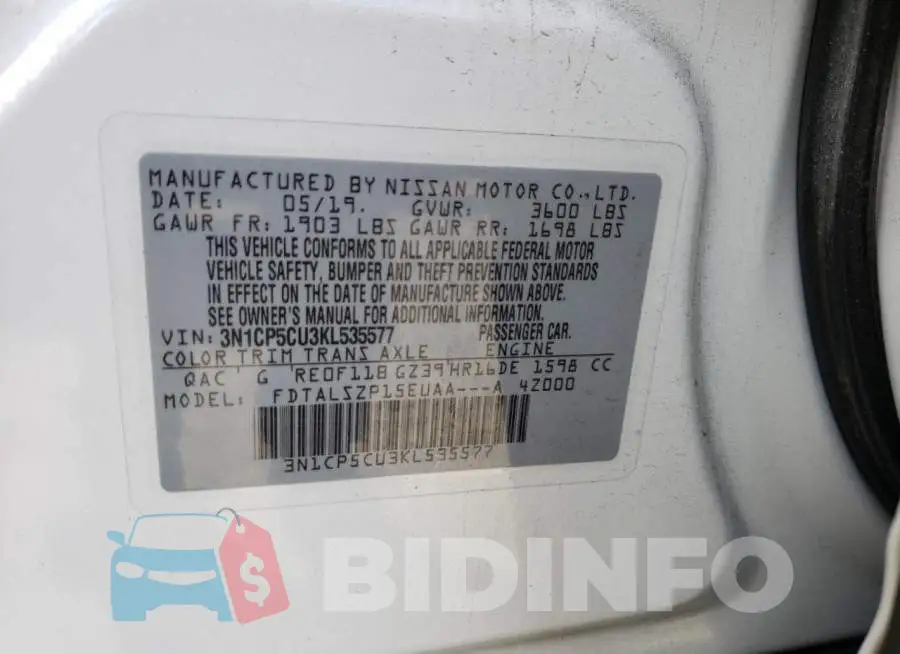 3N1CP5CU3KL535577 Photo# 12