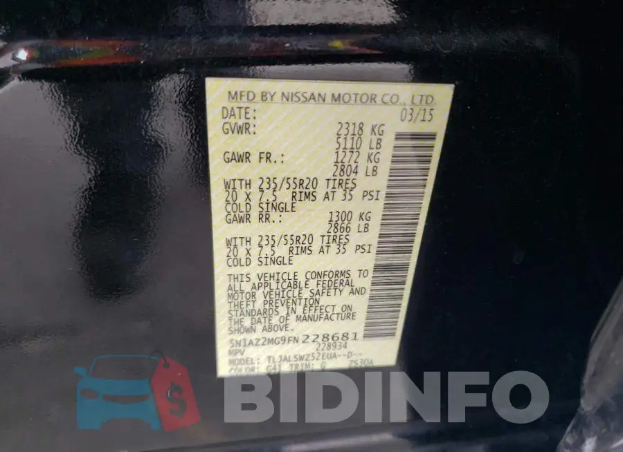 5N1AZ2MG9FN228681 Photo# 14