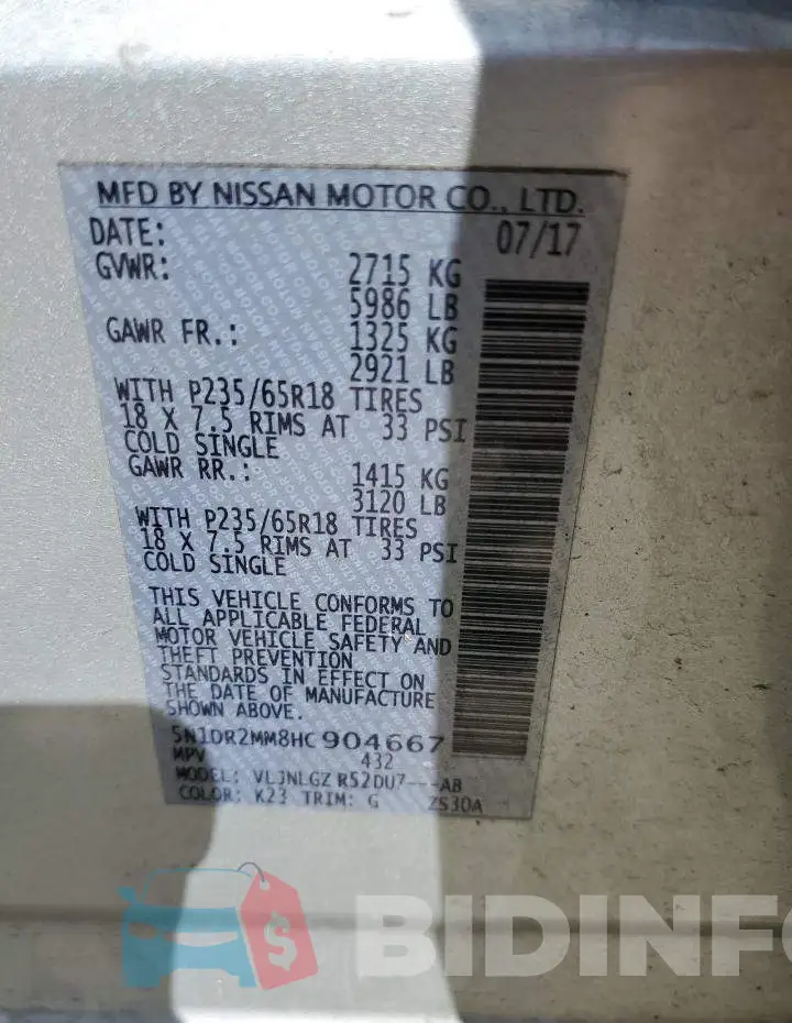 5N1DR2MM8HC904667 Photo# 13