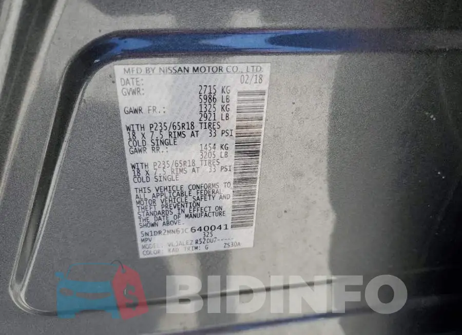 5N1DR2MN6JC640041 Photo# 13