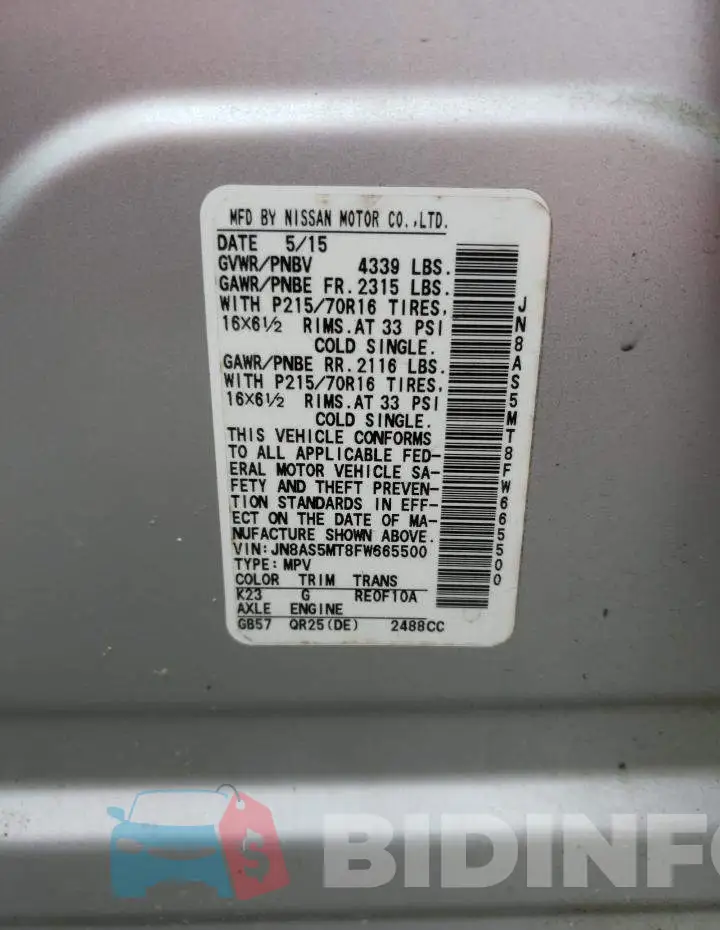 JN8AS5MT8FW665500 Photo# 13