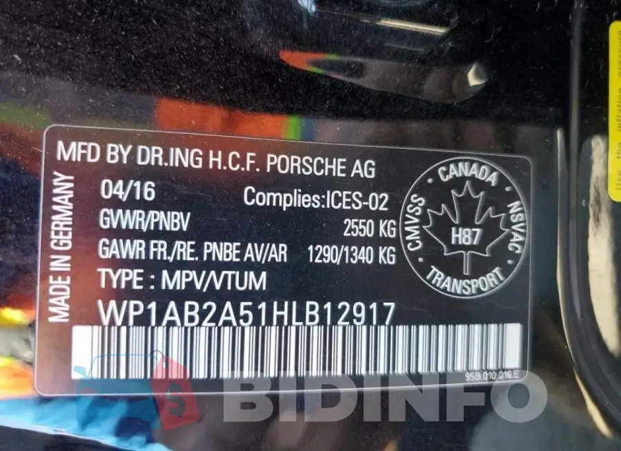 WP1AB2A51HLB12917 Photo# 13