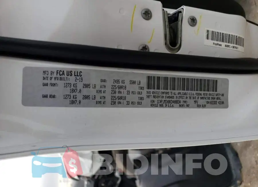 1C4PJMDX8KD408834 Photo# 12