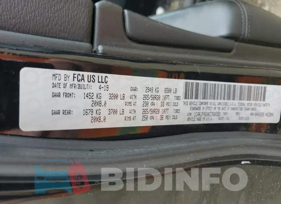 1C4RJFAGXKC760392 Photo# 12