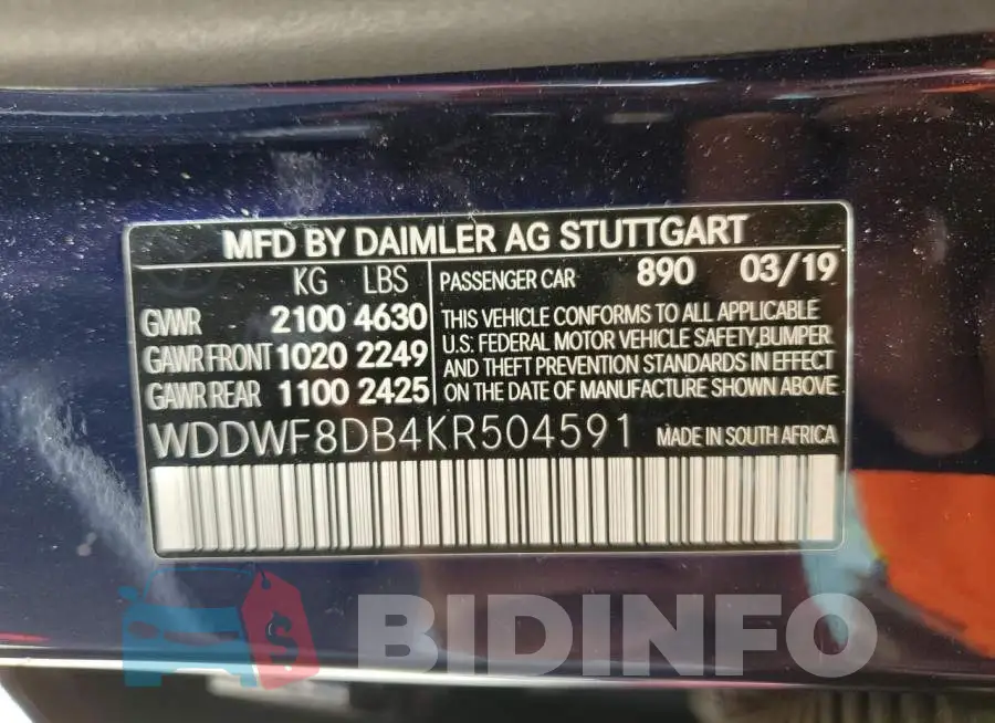 WDDWF8DB4KR504591 Photo# 13