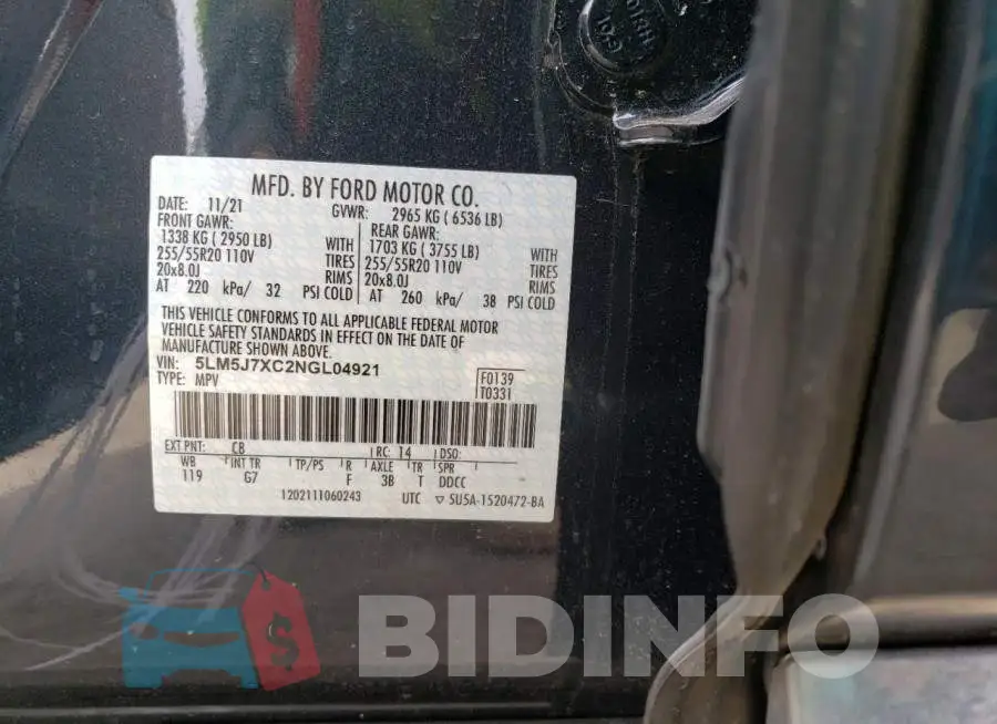 5LM5J7XC2NGL04921 Photo# 12