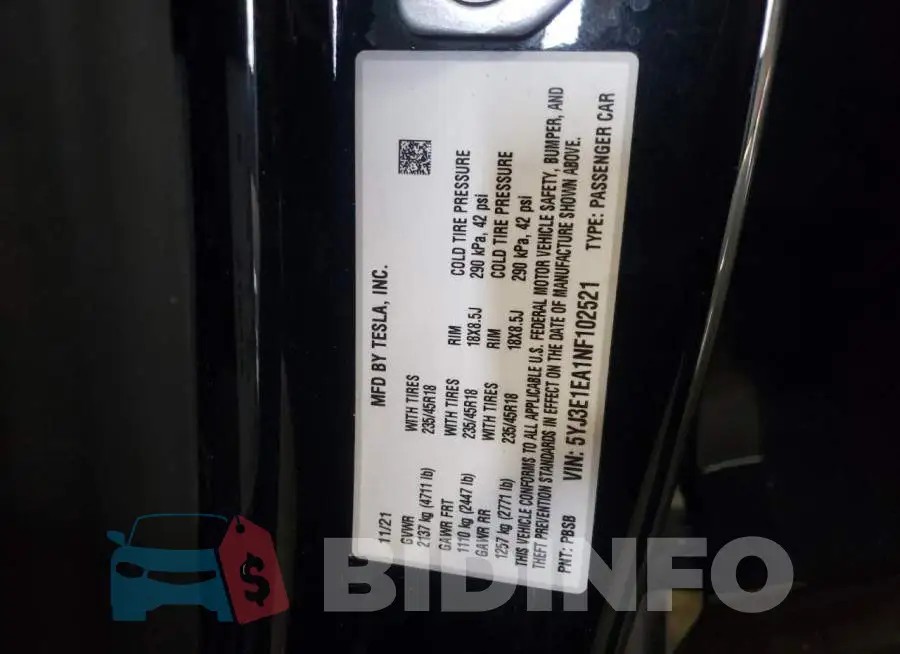 5YJ3E1EA1NF102521 Photo# 12
