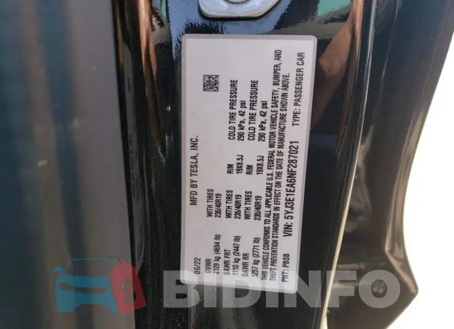5YJ3E1EA6NF287021 Photo# 12