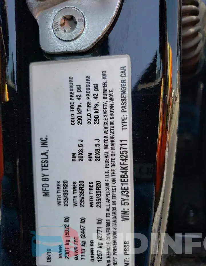 5YJ3E1EB4KF425711 Photo# 12