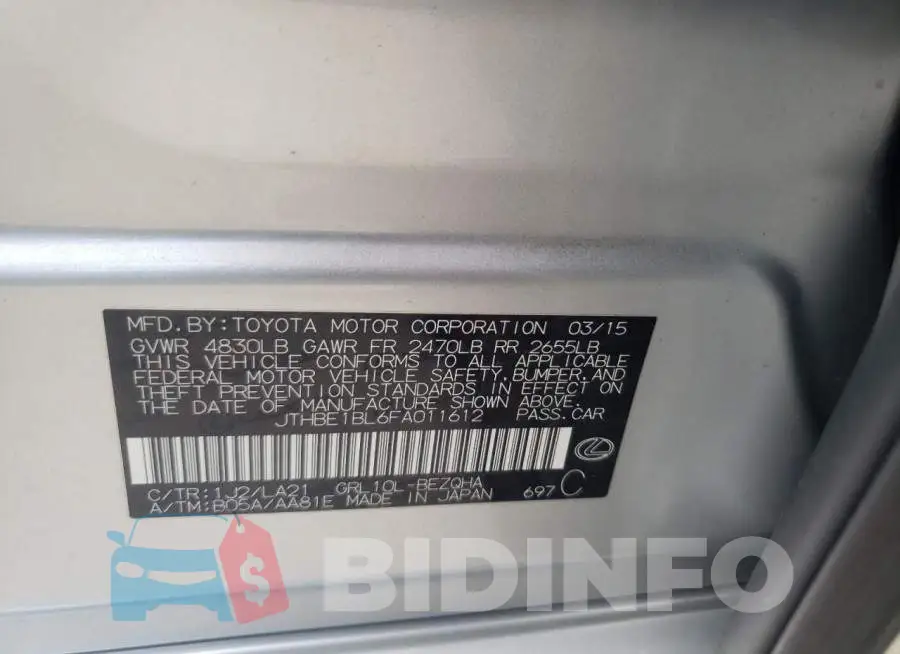 JTHBE1BL6FA011612 Photo# 12