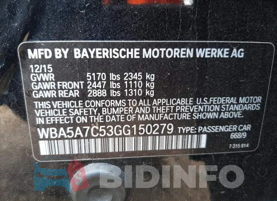 WBA5A7C53GG150279 Photo# 12