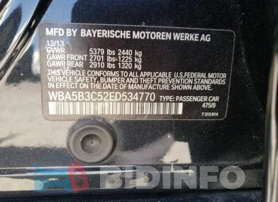 WBA5B3C52ED534770 Photo# 12