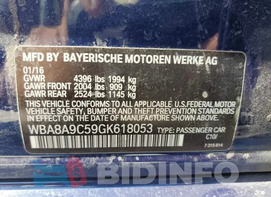 WBA8A9C59GK618053 Photo# 12