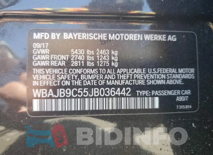WBAJB9C55JB036442 Photo# 12