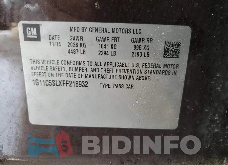 1G11C5SLXFF218932 Photo# 13