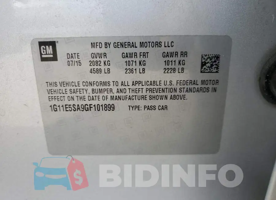 1G11E5SA9GF101899 Photo# 12