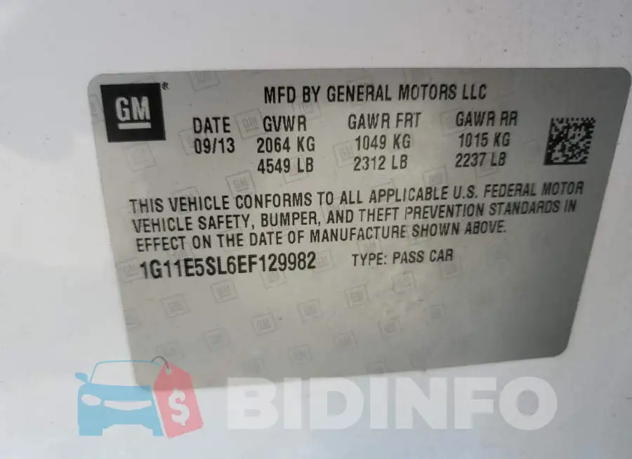 1G11E5SL6EF129982 Photo# 12