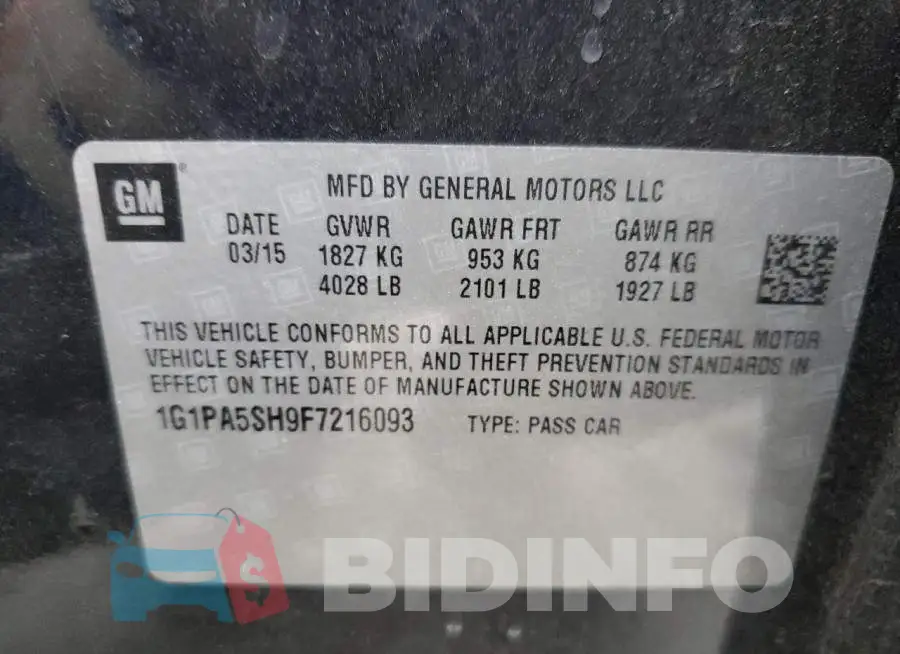 1G1PA5SH9F7216093 Photo# 13