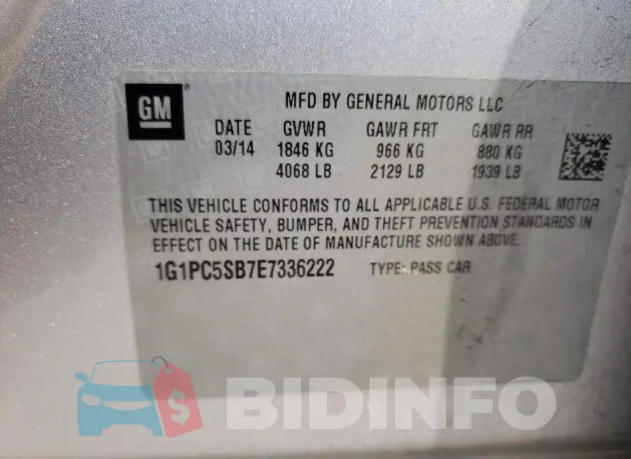 1G1PC5SB7E7336222 Photo# 12