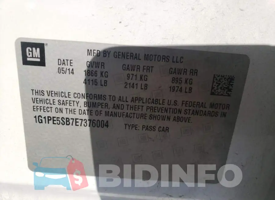 1G1PE5SB7E7376004 Photo# 12