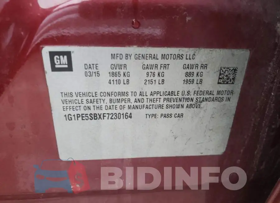 1G1PE5SBXF7230164 Photo# 13