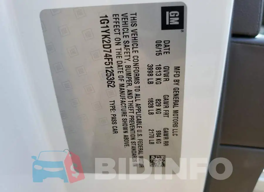 1G1YK2D74F5125362 Photo# 12