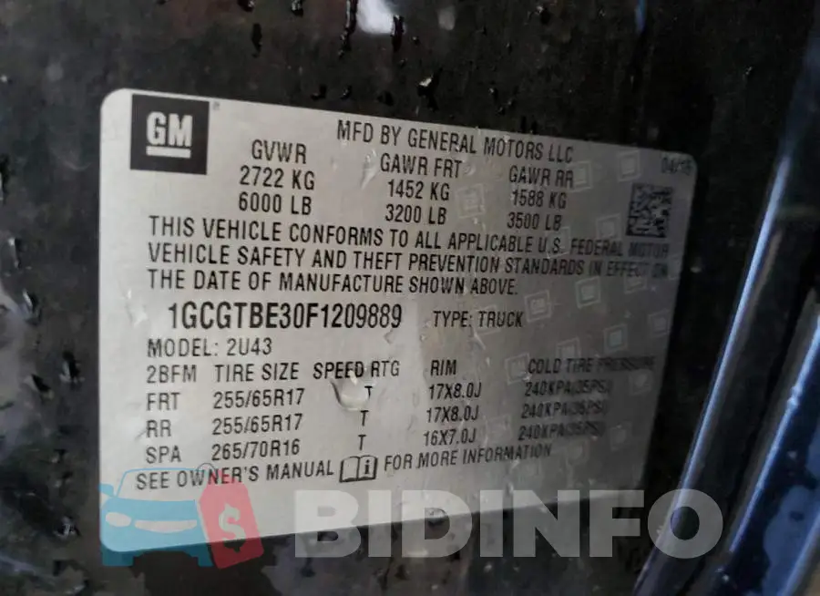 1GCGTBE30F1209889 Photo# 12