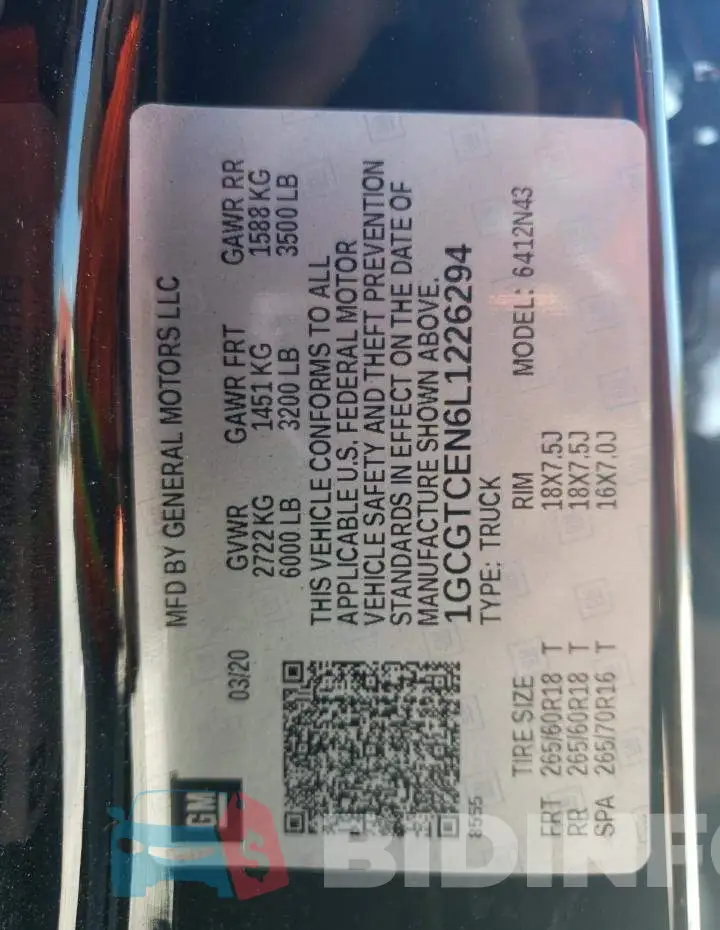 1GCGTCEN6L1226294 Photo# 12