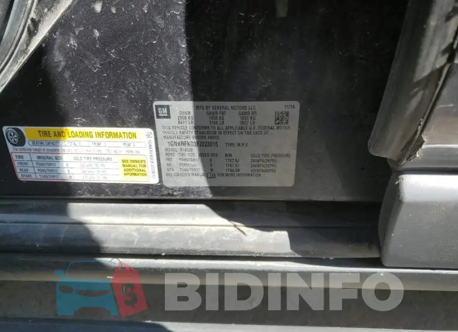 1GNKRFKD3FJ223015 Photo# 13