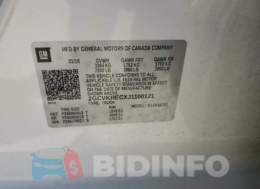 2GCVKRECXJ1100121 Photo# 12