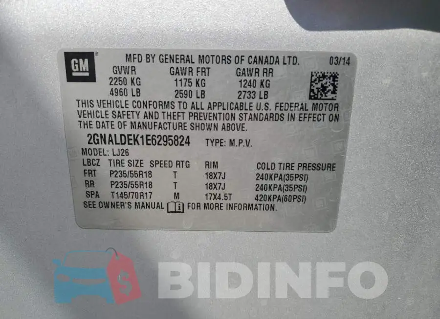 2GNALDEK1E6295824 Photo# 12