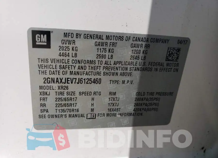 2GNAXJEV7J6125460 Photo# 13