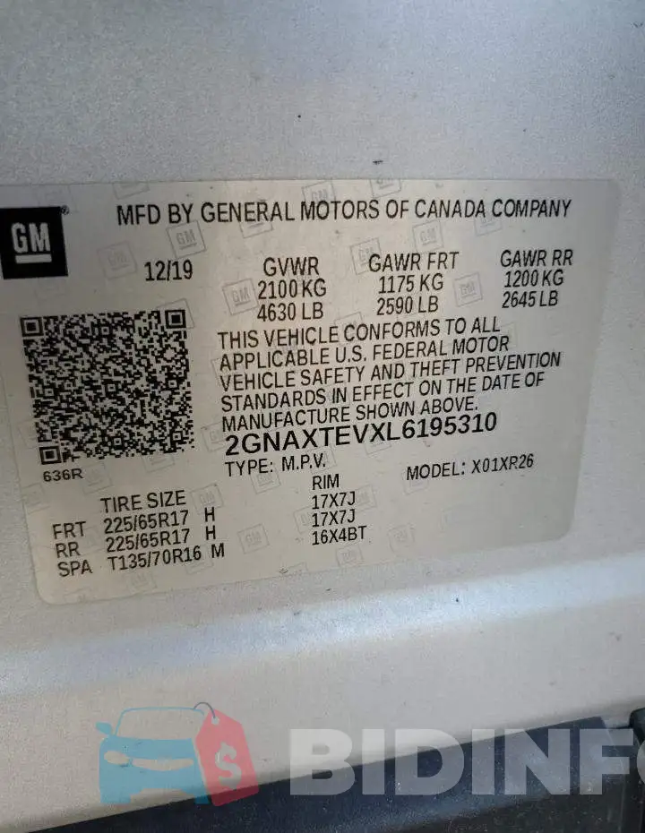 2GNAXTEVXL6195310 Photo# 13