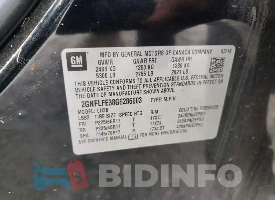 2GNFLFE38G6286003 Photo# 12